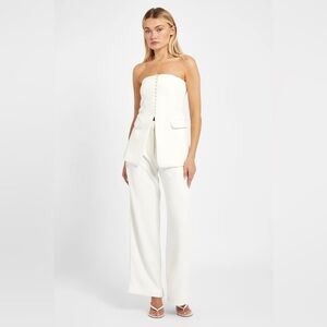 BECAUSE OF ALICE BOA CREAM SET BLAZER BUSTIER BRIDAL NWT